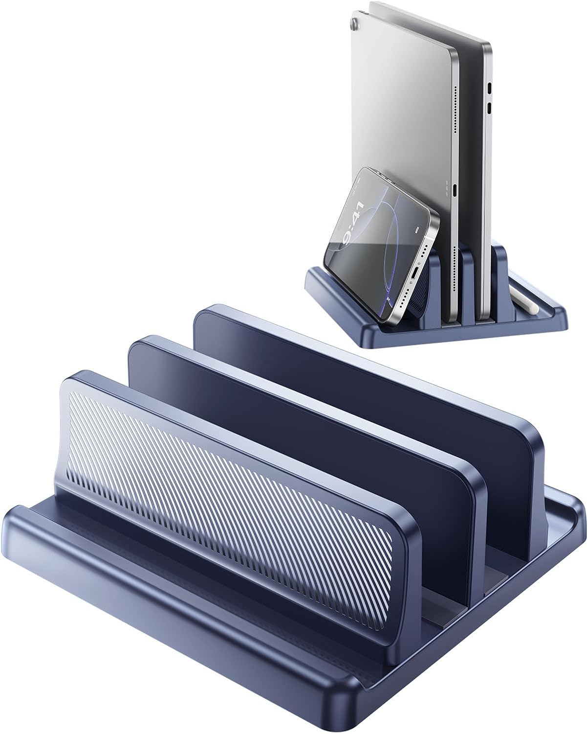 EAXBUX 5 in 1 Vertical Laptop Stand Holder,Adjustable ABS Plastic Laptop Organizer Desktop Management Notebook Dock,Vertical Laptop Stand Space Saving for MacBook,Surface,Samsung,HP,Dell,Chrome Book