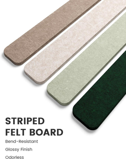 Fluxynara Cork Board Alternative Felt Strip Board 8-Pack 13"x2", Office Pin Board with 50 Push Pins, Adhesive Install for Bedroom Door & Home Office(Linen Dusk)