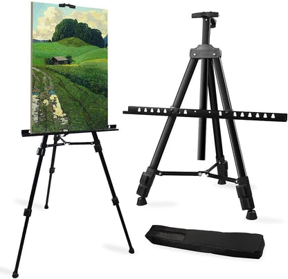 Art Easel Stand for Painting and Sign - RRFTOK 17 to 66 Inch Adjustable Aluminum Tripod Easels for Display, Portable Canvas and Poster Stand with Carry Bag for Beginners, Students and Classroom Use