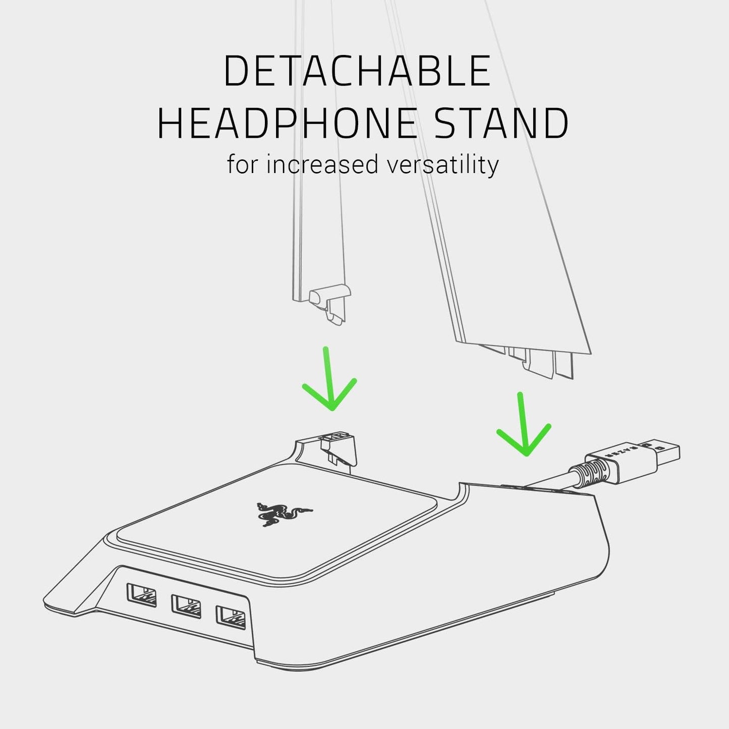 Razer Base Station V2 Chroma Headphone Headset Stand Holder: Chroma RGB Lighting - Taller Stand & Anti-Slip Ledge - USB Charging Ports - Anti-Slip Rubber Base - 3.5mm Port + Built-in DAC - Black
