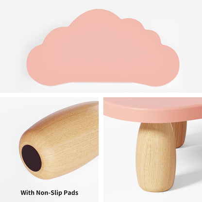 AFOOYO Monitor Stand Riser,Cloud-Shaped Sturdy Wood 16.5In Computer Monitor Riser Wirh Drawer, Multi-Purpose Desktop Organizer Riser for Computer,Laptop,Printer,TV,White