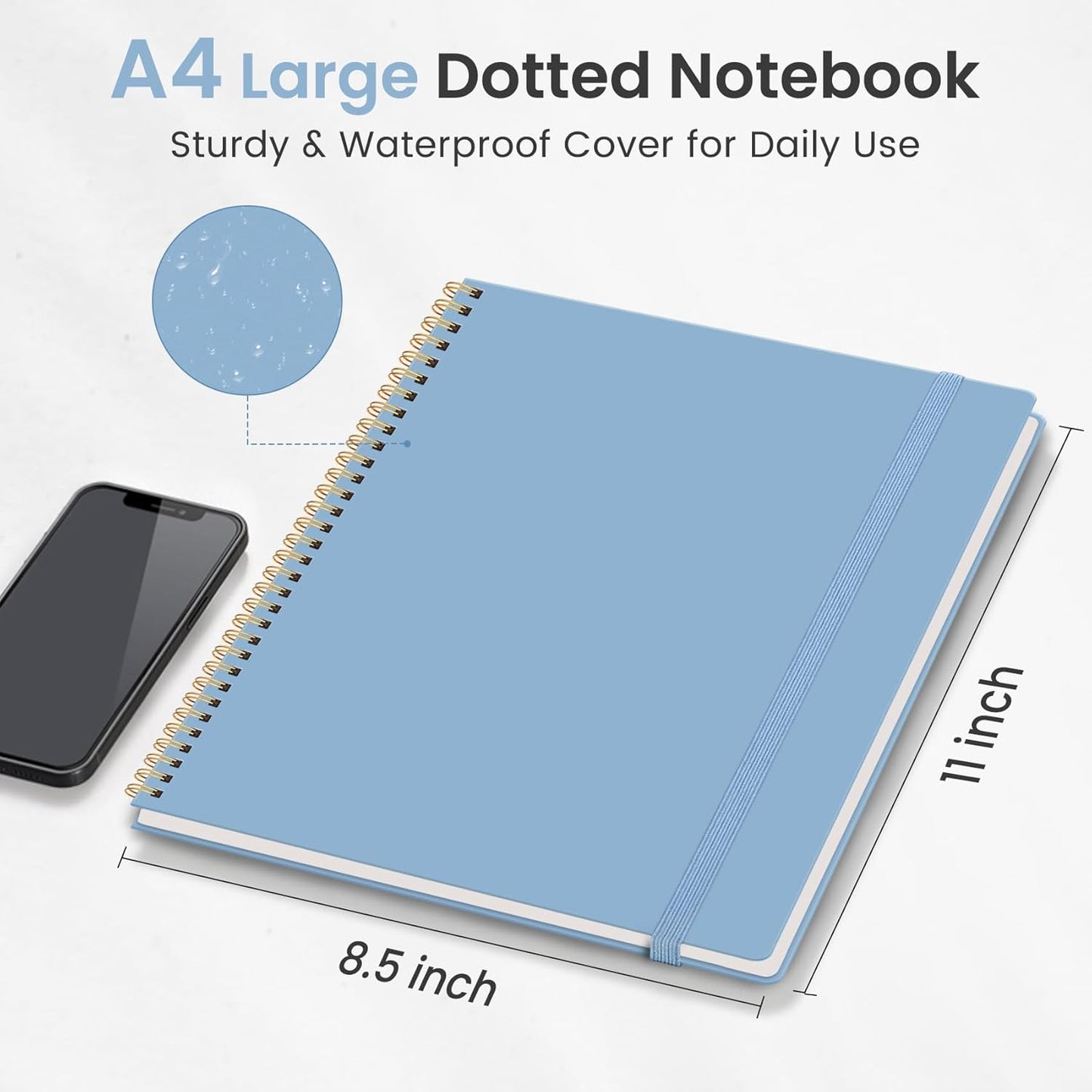Taja Spiral Lined Notebook, 8.5"x11" Notebooks for Work, Large A4 Journal for Women & Men, College Ruled Journaling Notebook for Writing, Plastic Cover Spiral Journal, Purple
