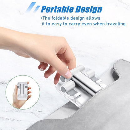 Phone Stand, PhoneHolder for Desk Anti-Slip Cute OfficeAccessories Forldable Cell PhoneHolder Compatible with iPhones, AllMobile Phones, White-Silver, Pro