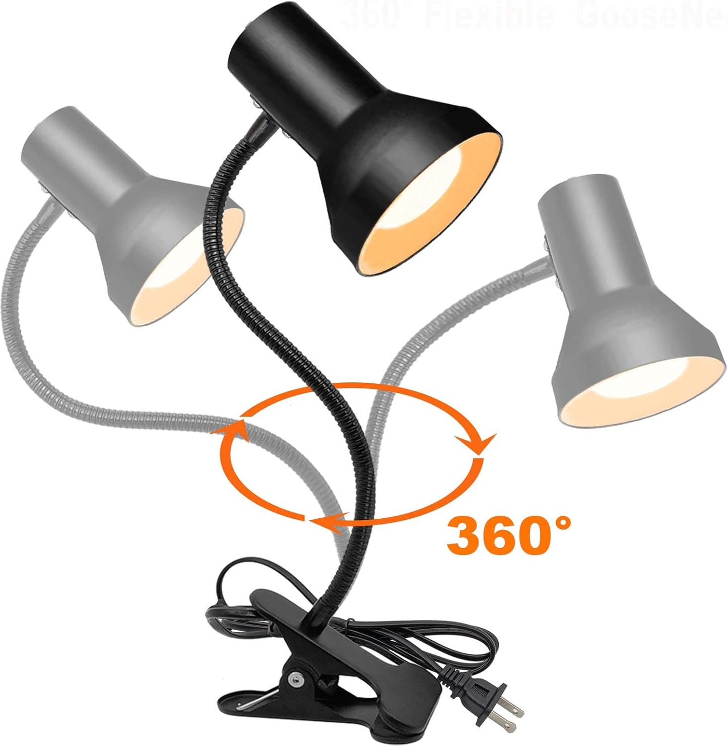 WimiSom Desk Lamp Eye-Caring Table Lamps, 360°Rotation Gooseneck Clip on Lamp, Portable Reading Book Light, Clamp Light Eye-Caring Study Desk Lamps for Bedroom and Office Home Lighting