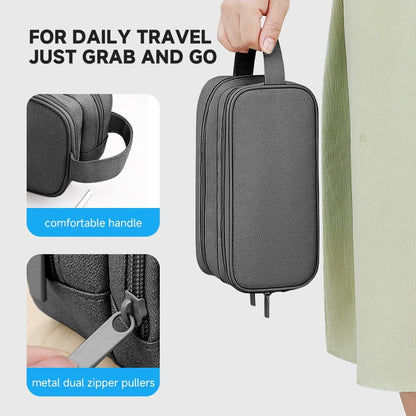 Teskyer Tech Organizer Pouch – Portable Waterproof Electronics Bag with Compartments for Cables, Chargers, Earbuds & Phone (Black)