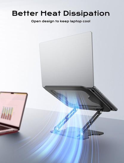JCZT Adjustable Laptop Stand for Desk, Metal Foldable Laptop Riser, Portable Laptop Holder Mount, Ventilated Cooling Computer Notebook Stand for MacBook Air Pro, All 10-16'' Notebooks Laptops, Pink