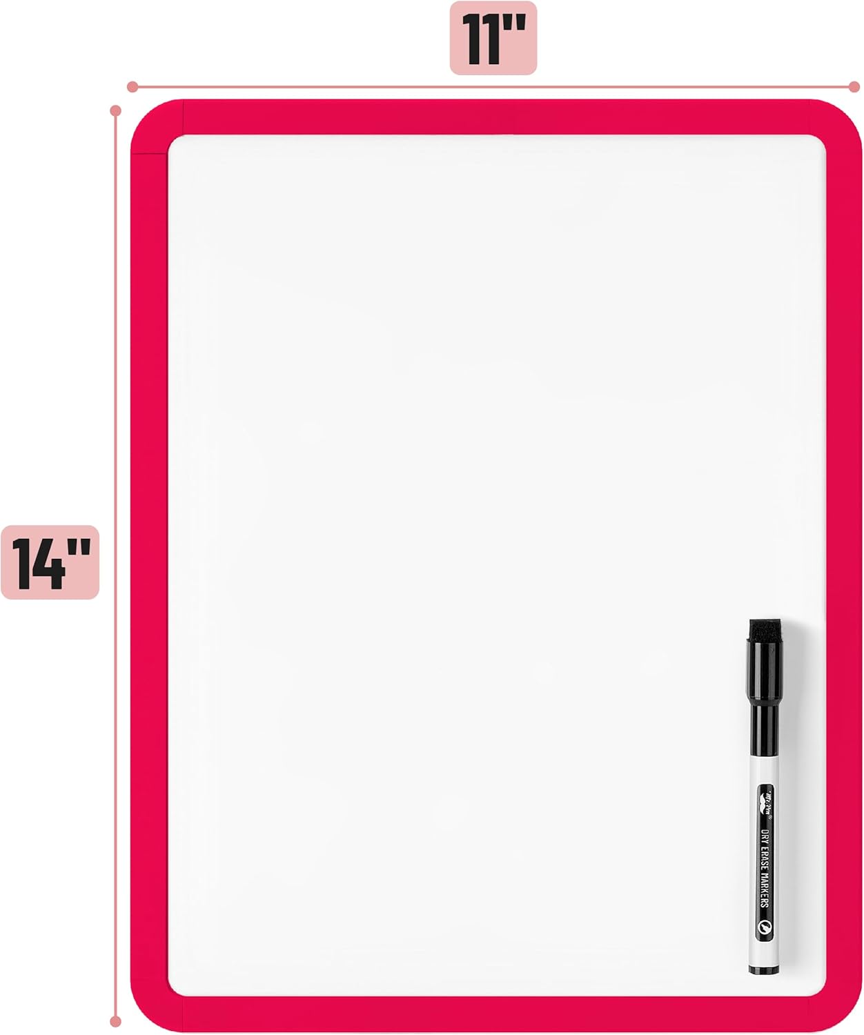 Mr. Pen- Dry Erase Board, 14” x 11” with a Black Dry Erase Marker, White Frame, Small Mini White Board for Students, Fridge, Wall, Locker, Includes Double Sided Tapes