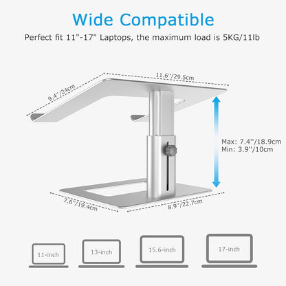 BoYata Laptop Stand, Ergonomic Aluminum Height Adjustable Computer Stand Laptop Holder for Desk, Compatible with MacBook Pro/Air, Dell, Lenovo, HP, Samsung, More Laptops 11-17"