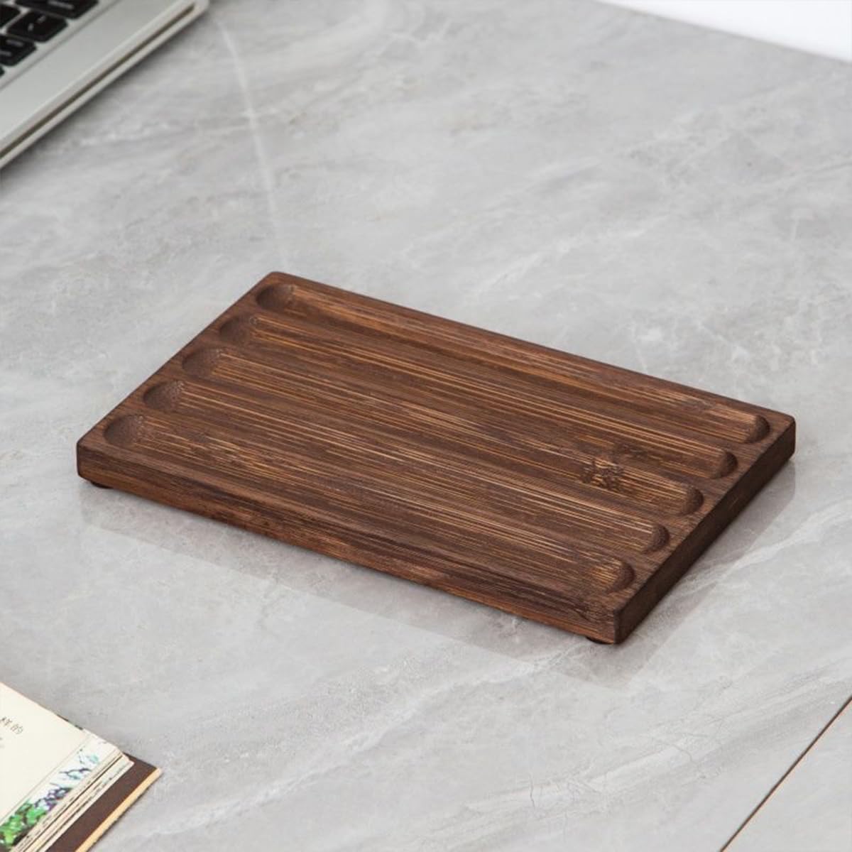 Pen Holder Organizer of Office desks,Walnut Desk Pen Stand,Wave Pen TrayOffice Accessory,Teacher Gifts,Suitable for School,Home,Office Desktop Art Accessories (Walnut-5 Grid)