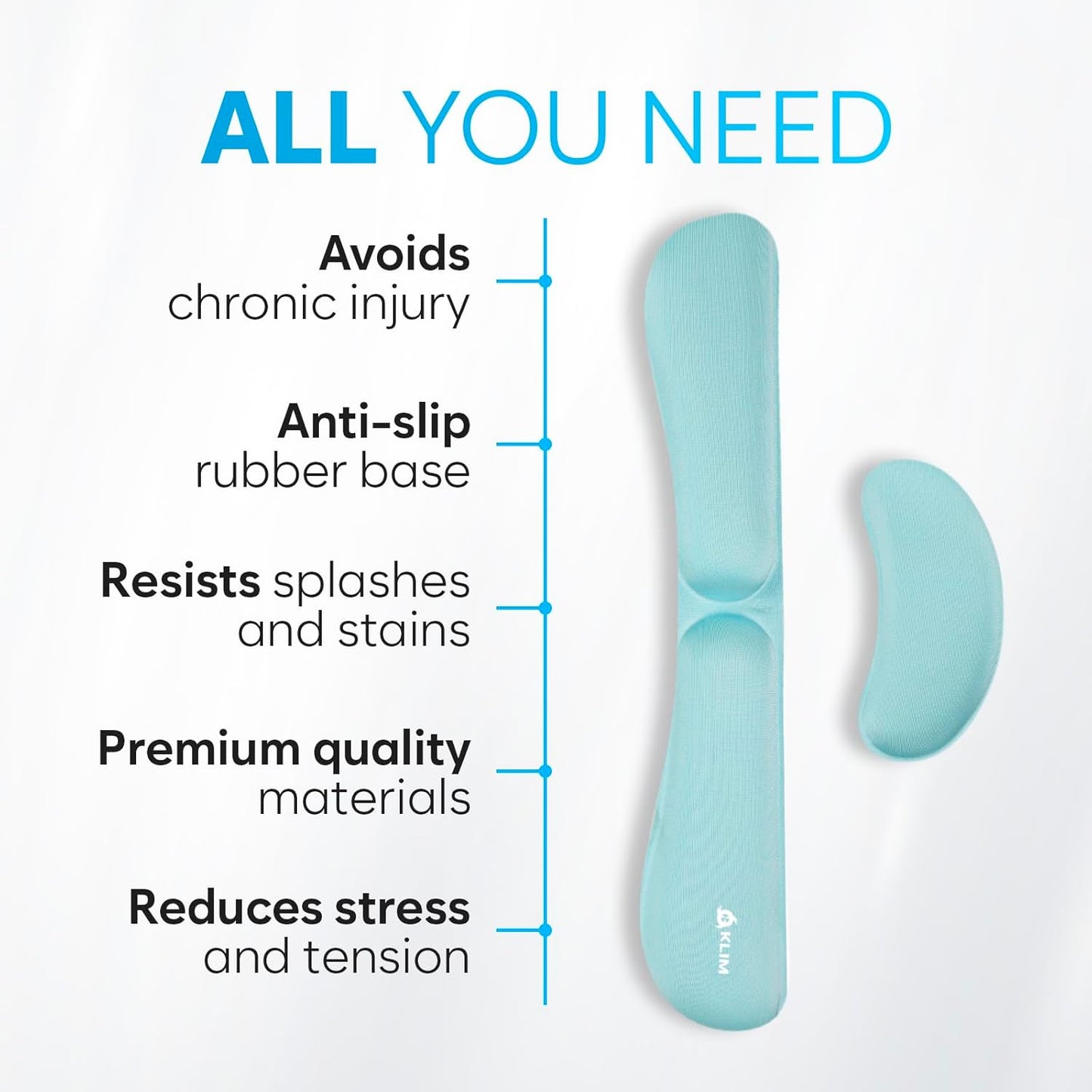 KLIM Mouse & Keyboard Wrist Rest Set - Silky Gel Memory Foam - Ergonomic Wrist Rest for Computer Keyboard, Wrist Pad for Keyboard + Wrist Rest for Mouse - for Gaming and Office - Pain Relief - Pink