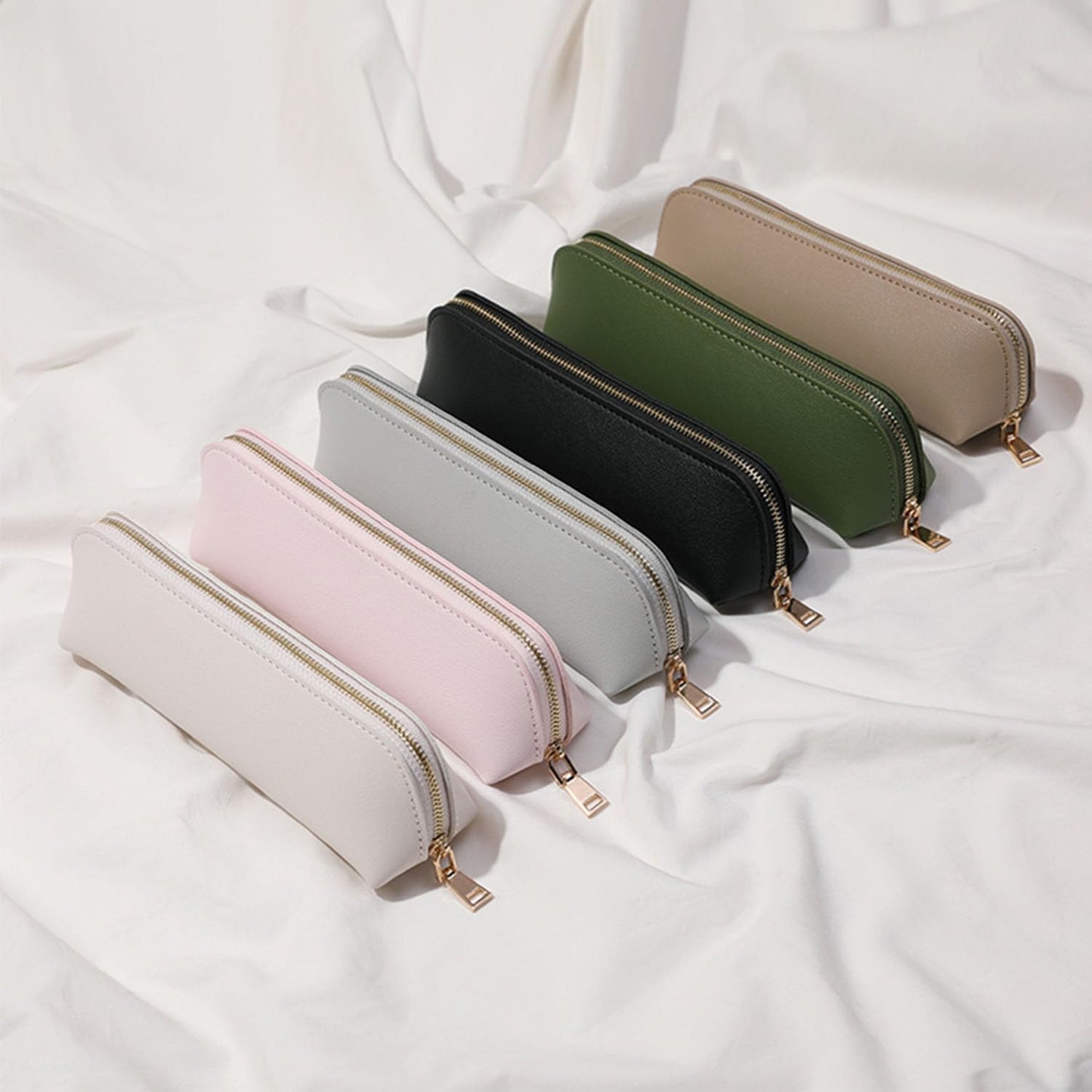 Canvas Pencil Case Cotton Canvas and Simple Multifunctional Pencil Bag Zipper Portable Storage (Black)