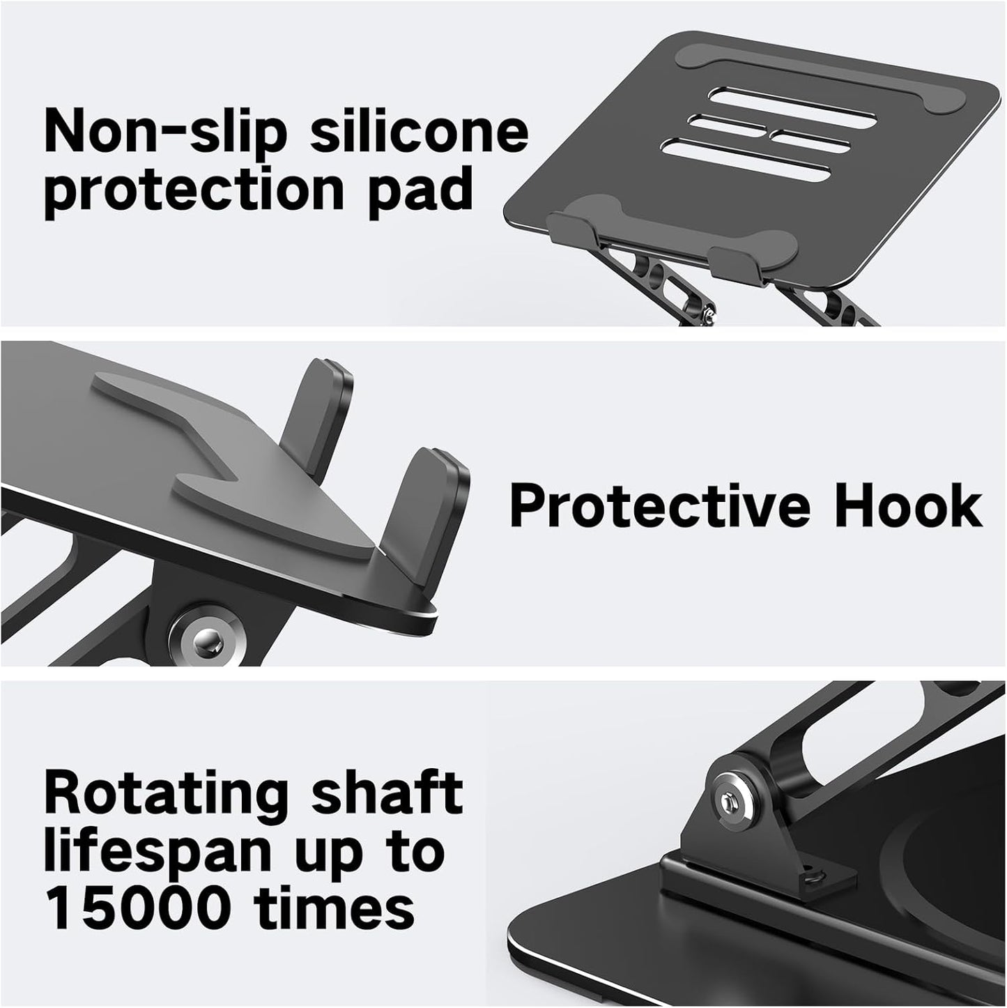 Adjustable Laptop Stand for Desk, Metal Foldable Laptop Riser Holder, Portable Desktop Book Stands, Ventilated Cooling Computer Notebook Stand Compatible with 10-15.6” Laptops