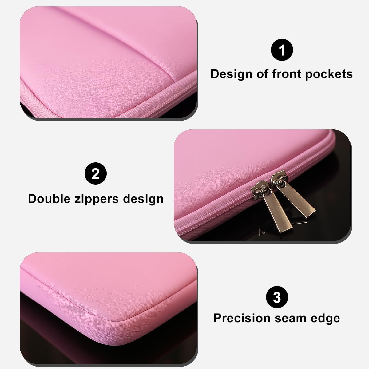 Laptop Sleeve for MacBook Neo/Air/Pro 13 inches A18/M5/M4/M3/M2/M1 Chip 2026-2020 A3404 A3449 A3240 A3113 with 2 Pockets Tablet Bag Case Accessories (Bright Pink)