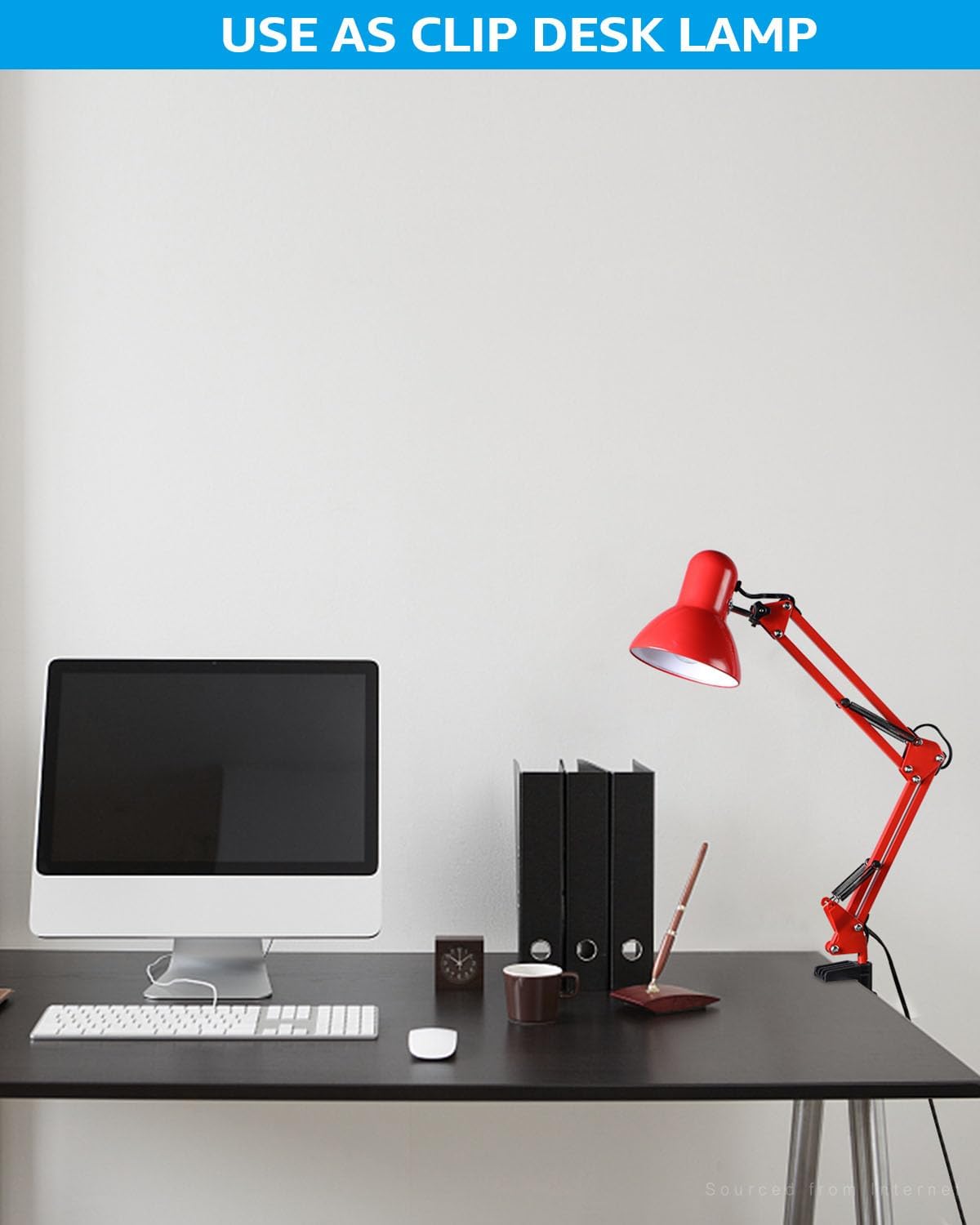 TORCHSTAR Metal Desk Lamp with Clamp, Swing Arm, Architect Adjustable Gooseneck Table Lamp, Clip Desk Lights for Home Office, Work, Study, Reading, E26 Base, Multi-Joint, Black