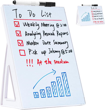 Desktop Dry Erase Board, Small Whiteboard with Stand, A5 Size 8.3 x 5.8 Inches with A Dry Erase Marker, Detachable Stand & to Do List Card (A5)