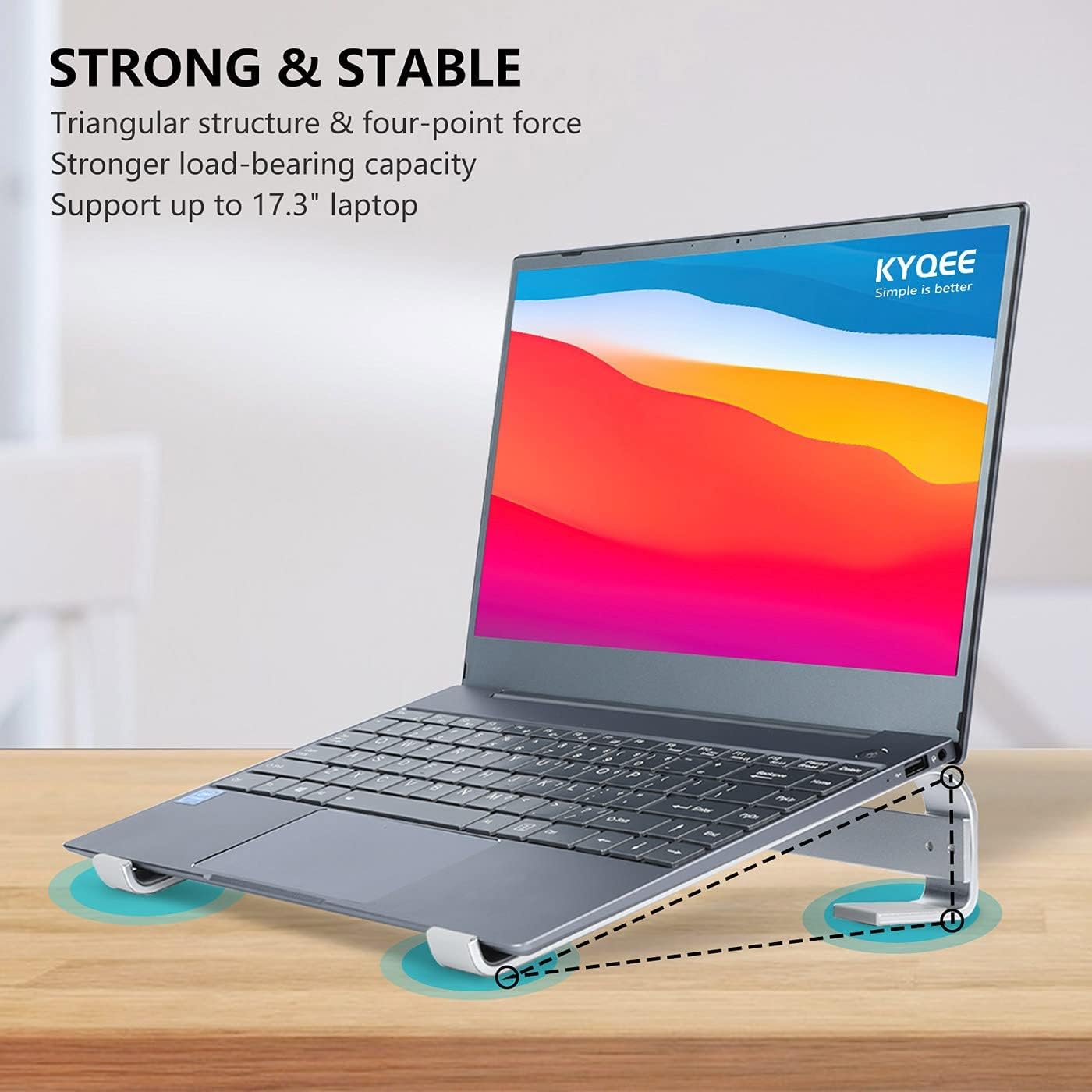 Ventilated Laptop Stand for Desk, Ergonomic Aluminum Laptop Riser, Computer Stand for Laptop, Compatible with MacBook Air Pro, Dell, HP, More 11-17.3 Inches Notebook, Work from Home (Silver)
