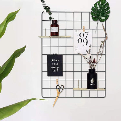 C&AHOME Photo Wall Display Set of 2, Grid Panel with Hooks, Clips, Hemp Cord, Hammer - 15.7" x 11.8", White UWWGM3402W