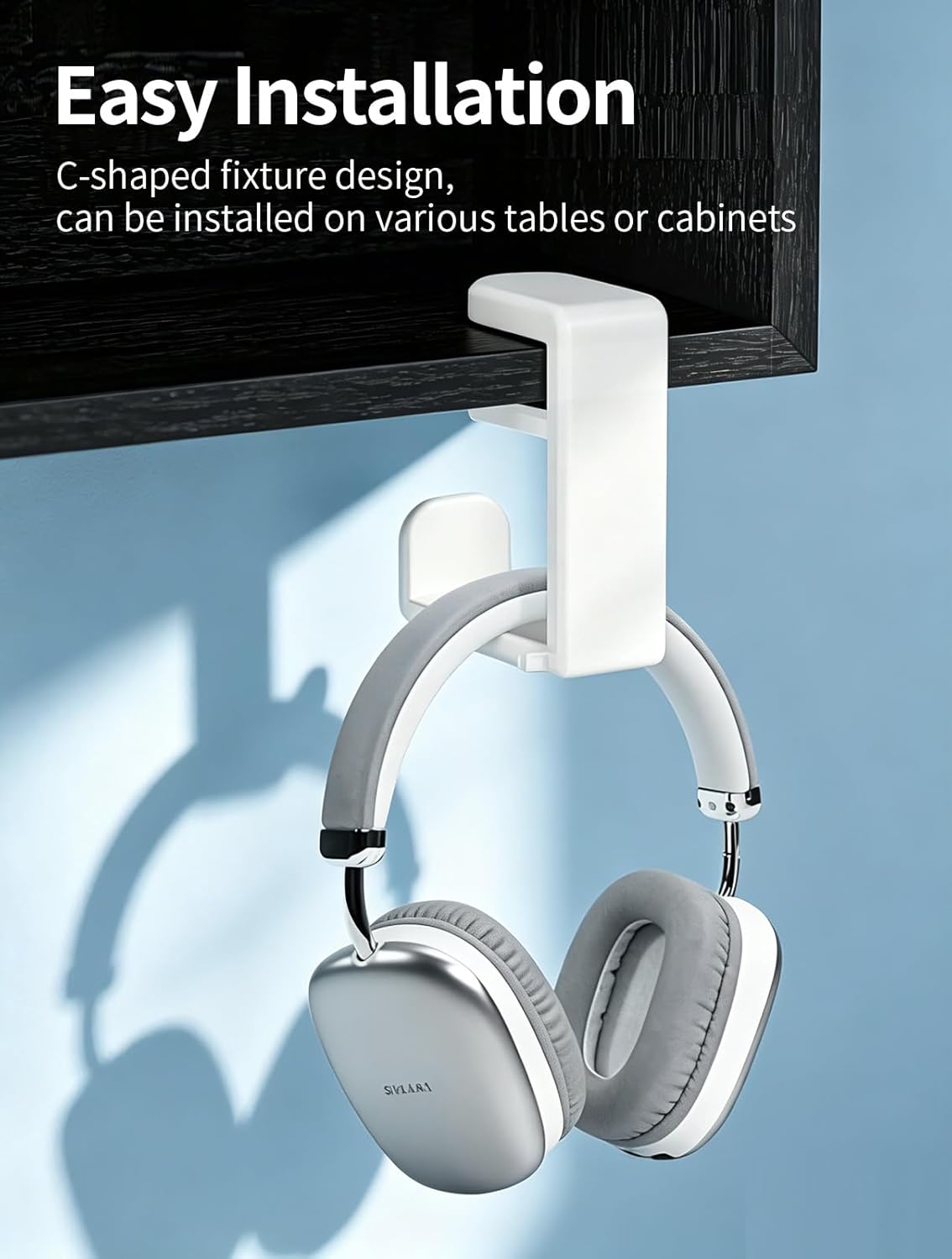 Headphone Hook，Headphone Stand，PC Gaming Headset Holder for Desk，Headset Hook，Desk Headphone Hanger，Desk Hook with 360-Degree Adjustable Rotation