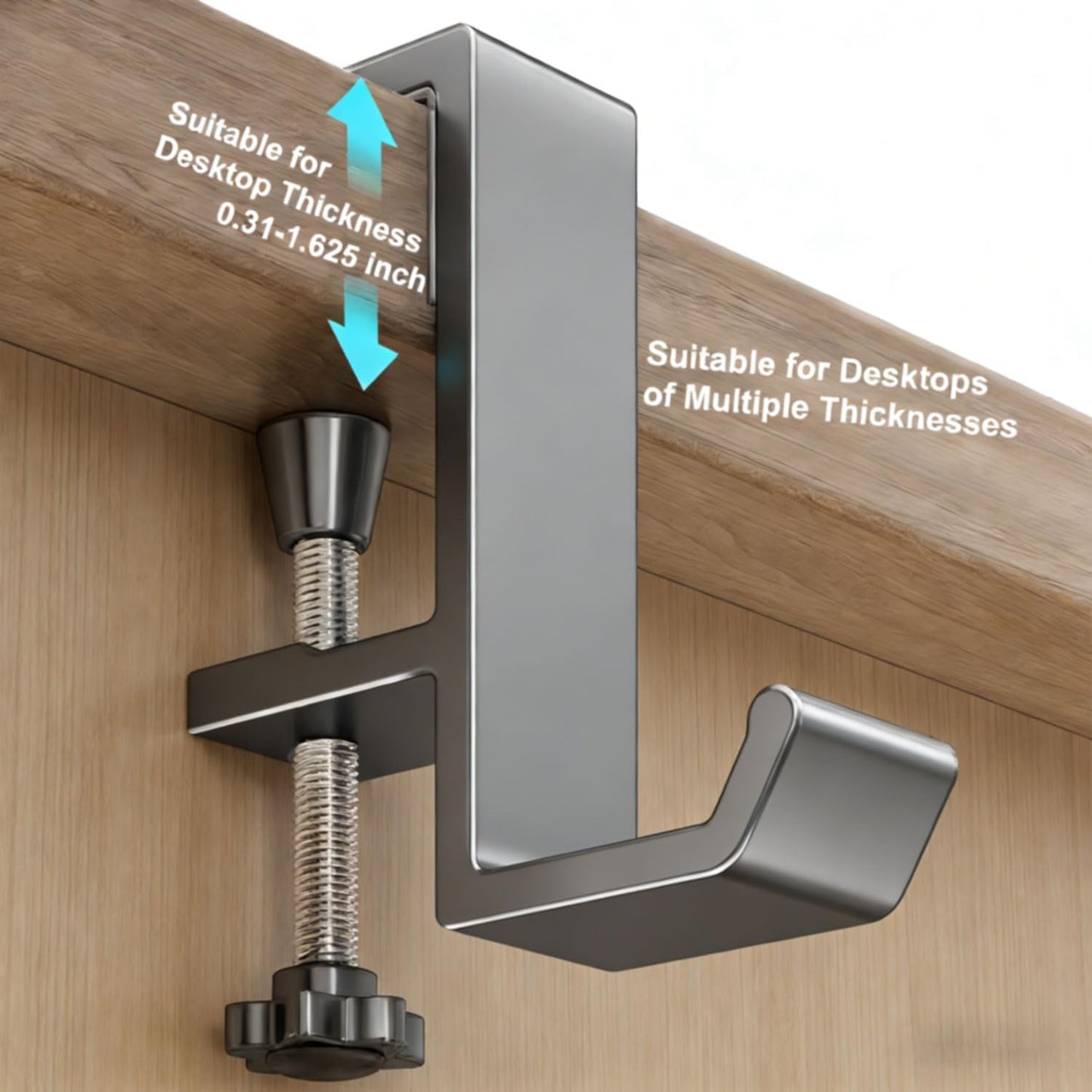 JAKO Headphone Stand - Aluminum Alloy Headphone Holder, Under Headset Stand for Desk Fit for PC Gaming Headset Hanger Hook Suitable for Office, Computer, Student Class Desk, Handmade Creator Table