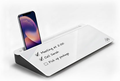 Glass Desktop Whiteboard with Storage Drawer – Premium Dry Erase Board for Desk Notes, Planning & Organization