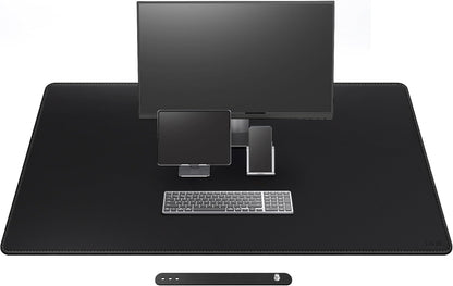 Cacoy 36" x 20" Leather Desk Mat for Home Office, Extra Large PU Leather Desk Pad Blotters, Waterproof Computer Keyboard Mat, Extended Gaming Mouse Pad, Desk Protector for Desktop and PC Laptop, Black