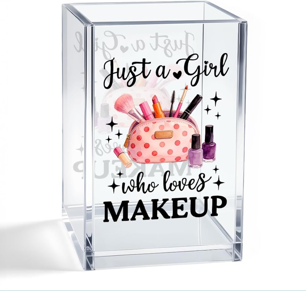 Lash Queen Acrylic Makeup Brush Organizer Holder, Lash Artist Desk Accessory Holder, Acrylic Desk Organizer Gifts for Make up Artist Eyelash Technician Cosmetologist Esthetician Beautician