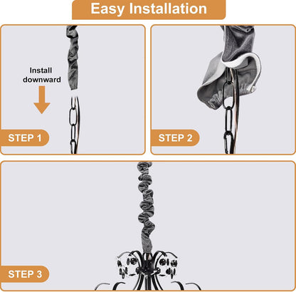 Chandelier Cord Cover Gray 2 Pack with Touch Fasteners,70.8inches Brushed Polyester Fabric Chain Sleeve for TV Cord Cover Decorative Wire Hider Easy Install Convenient for Wire Management