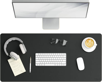 Smead Desk Pad, Vegan Leather Desk Mat with Non-Slip Faux Suede Backing, Perfect Desk Organizer for Office Decor, 31.5” x 15.7” Medium, Sandstone (64831)