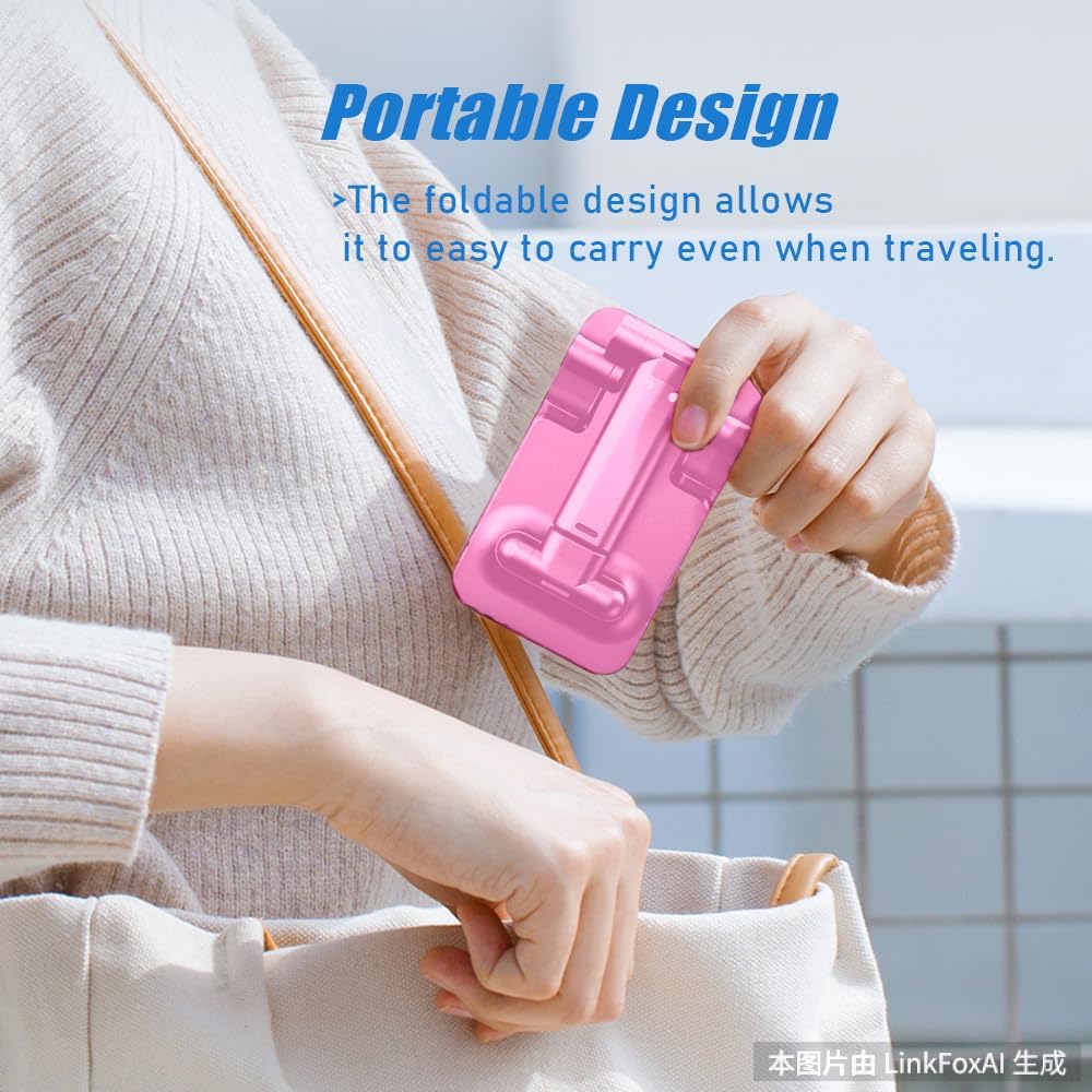 Phone Stand, PhoneHolder for Desk Anti-Slip Cute OfficeAccessories Forldable Cell PhoneHolder Compatible with iPhones, AllMobile Phones, White-Silver, Pro