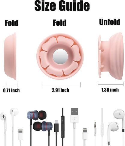 MAIRUI Wired Earbud Case 3 Pack Earphone Headphone Cord Organizer Earbuds Wrap Soft Silicone Magnetic Holder Storage Tangle Free Cable Winder(Red/Blue/Green)