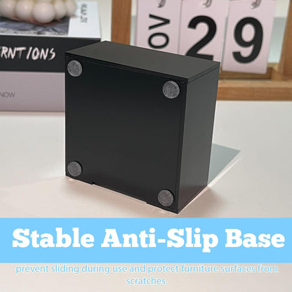 Black Acrylic Sticky Note Holder, 3x3 Crystal Clear Notepad Holder with Anti-Slip Base Post It Note Holder Sticky Note, Dispenser for Office Desk, Home Organizer