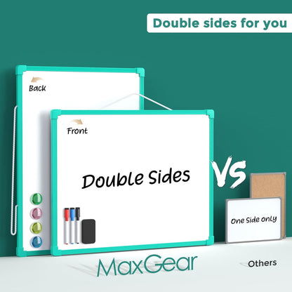 MaxGear Double-Sided Dry Erase Board for Wall, 16"x12" Hanging Whiteboard, Small Dry Erase White Board with 3 Markers and 4 Magnets, Portable Whiteboard for Planning, Drawing, Memo, to Do List