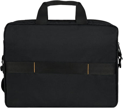 Amazon Basics Laptop Tablet Carrying Case with Shoulder Strap and Grab Handles, 14-inch, Black, Compartments for Storage