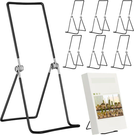 6 Pack 9.17 Inch Large Metal Book Stand for Display Adjustable Display Holder Easel Collector Stand for Home Office Back to School Books Frames Comic Plates Album CD Magazine