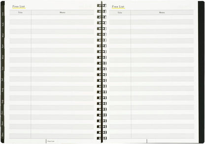 Maruman Mnemosyne Lined Notebook- Vertical A5, 5.83" x 8.27", 70 Sheets / 140 Pages, 7mm College Ruled With Center Line Journal, Perforated Pages & Wire-Bound to Lay Flat, Black, Made in Japan - Colors A