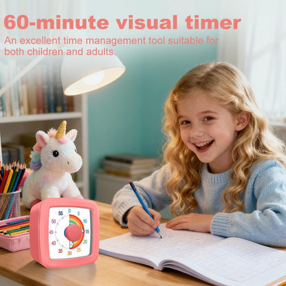 Visual Timer for Kids & Adults, 60 Minute Rainbow Countdown Timer, Time Management Tool for Classroom, Home, Kitchen, Office, School