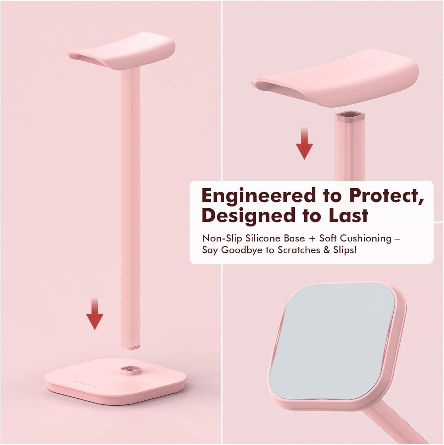 Headphone Stand, Desktop Headset Holder Heavy Base Desk Earphone Stand Aluminum Gaming Headset Hanger Rack Compatible with AirPods Max, AirPods Pro, Sony, Beats, Bose, Razer (White)