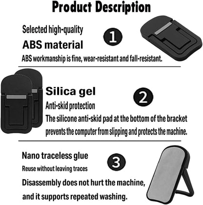 2PCS Laptop Stand Portable,Adjustable Laptop Riser, Ergonomic Cooling Mini Invisible Notebook Stand Riser for Desk Computer Keyboard MacBook Universal 10-17 Inch (Silver)
