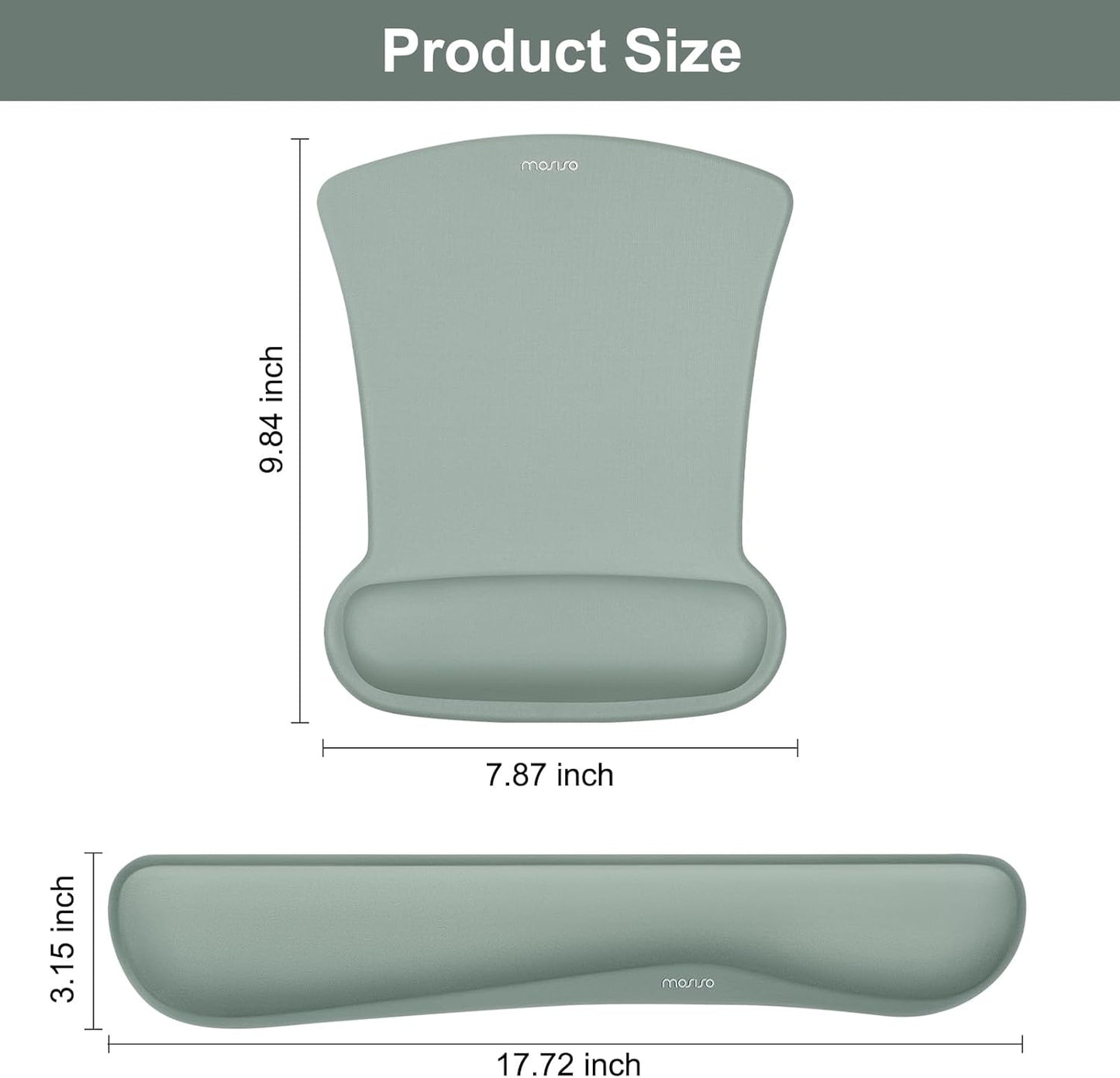 MOSISO Wrist Rest Support for Mouse Pad & Keyboard Set, Ergonomic Mousepad Non-Slip Base Home/Office Pain Relief & Easy Typing Cushion with Neoprene Cloth & Raised Memory Foam, Black