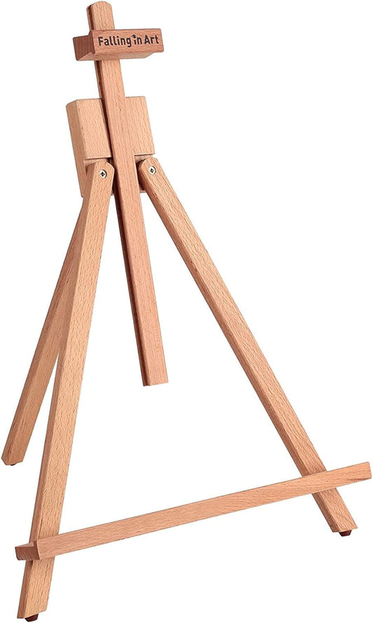 Falling in Art Beechwood 25" Tabletop Easel Display Stand for Painting - Holding Canvas Up to 22 1/2 Inches High, A-Frame Artist Tripod with Rubber Feet, Portable Photo and Sign Holder