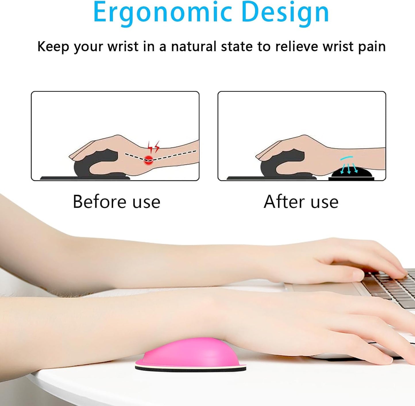 Dapesuom Mouse Wrist Rest, Ergonomic Memory Foam Mouse Wrist for Computer Desk Mats Support, PU Leather Hand Rest Pad Cushion for Gaming, Laptop, Men, Women, Pain Relief & Easy Typing, Black