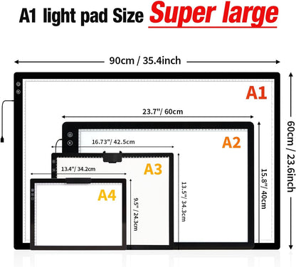 Rechargeable A4 Light Box with Padded Case,led Light pad with Built-in Stand & Clip,6 Levels of Brightness lightbox for tracing,Diamond Painting.Light Table for Artists,Drawing,Sketching,Animation