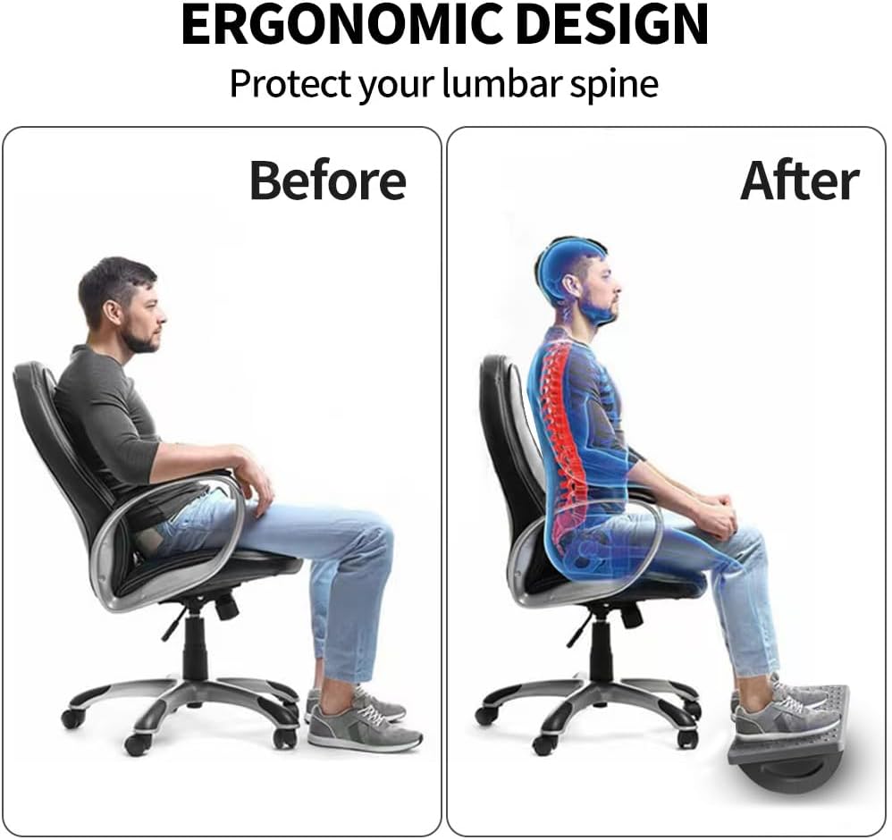 CasaZenith Foot Rest for Under Desk at Work - Ergonomic Foot Stools for Under Office Desk - Rocking Footrest with Roller Massager - Leg Rest for Chair, Computer Gaming -13" L x 9.6" W x 5" H