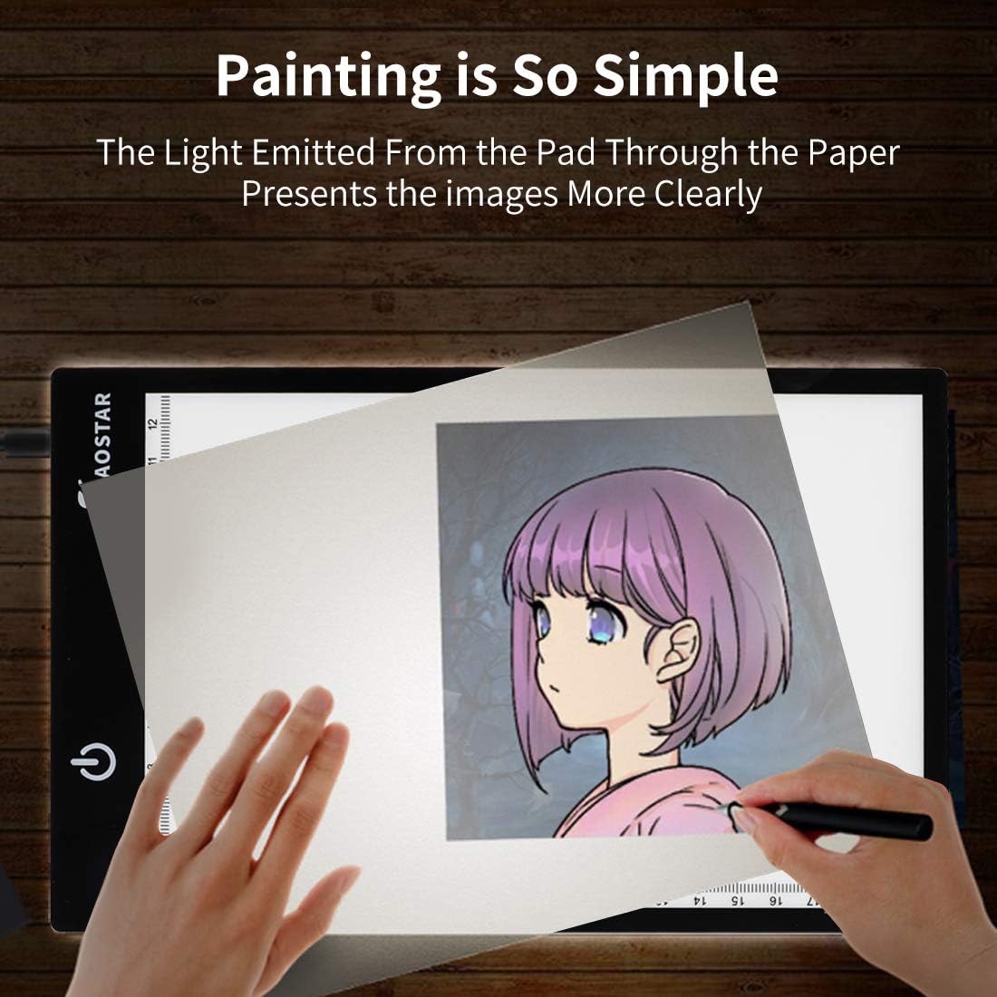 XIAOSTAR Light Box Drawing Pad A5, Tracing Board with Micro USB Cord Charge Cable and Brightness Adjustable for Artists, AnimationDrawing, Sketching, Animation, X-ray Viewing (A5) Not Rechargeable