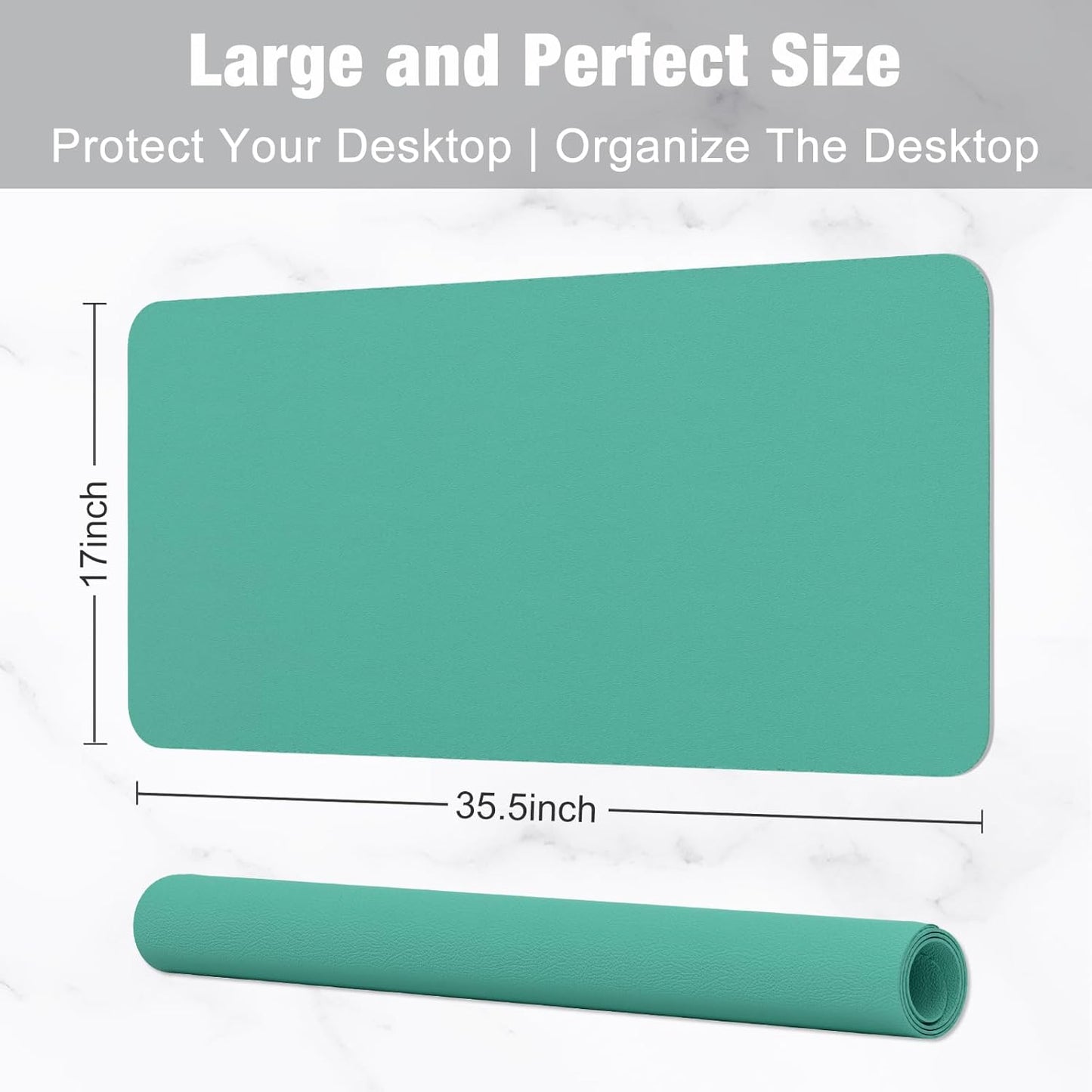 Hsurbtra Desk Pad, 23.6" x 13.8" PU Leather Desk Mat, M Extended Mouse Pad, Waterproof Desktop Blotter Protector, Non-Slip Ultra Thin Small Laptop Keyboard Writing Mat for Office Home, Pink