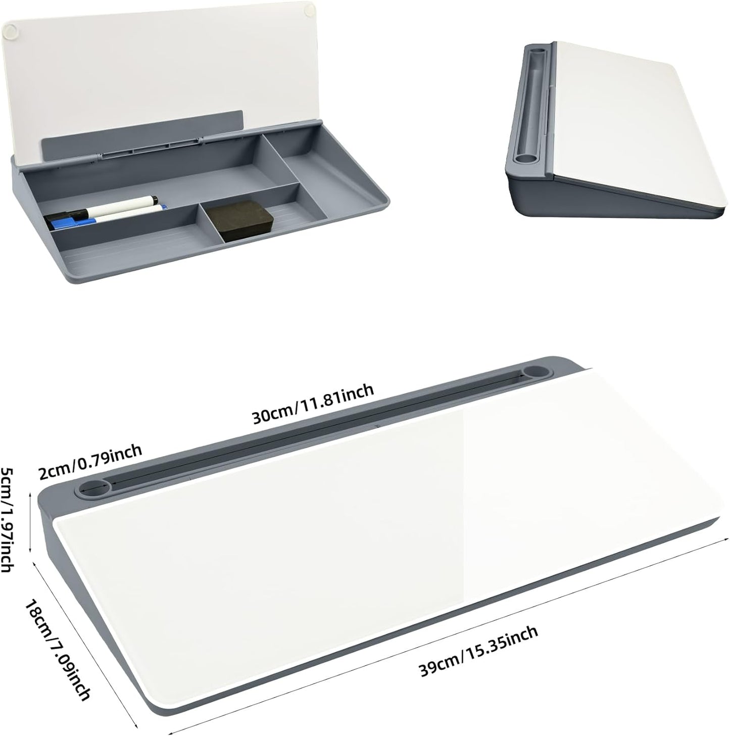 Desktop Whiteboard, Glass Dry Erase Board, Desk Board Buddy,Computer Keyboard Stand,Desk Whiteboard Organizer for Home,Office,School Supplies(White)
