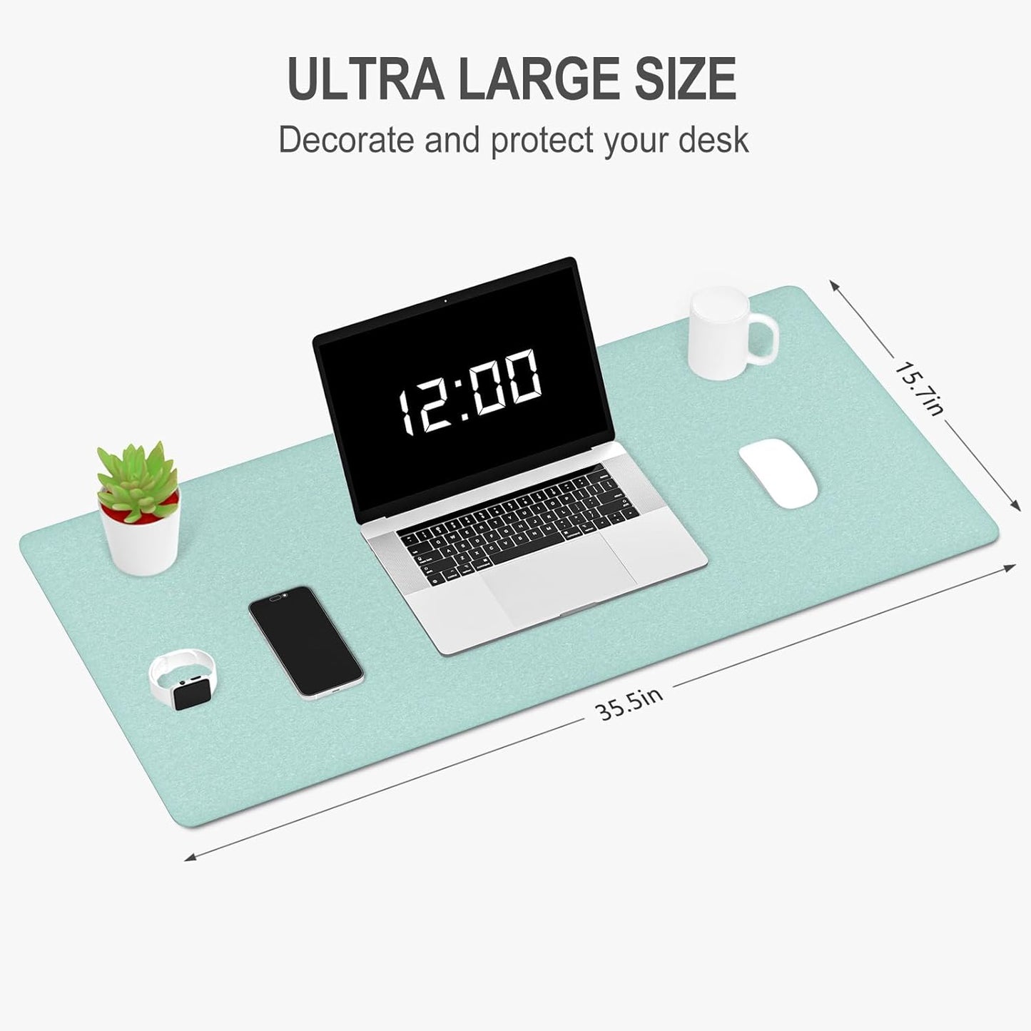 Auhoahsil Felt Desk Mat, Minimalist Large Mouse Pad XXL 35.5 x 15.7 in, Desk Matt for Desktop, Keyboard, Laptop, Computer, Office, Work from Home, Gaming, White