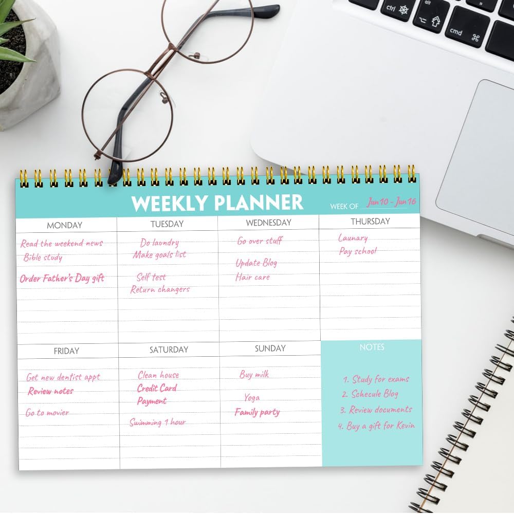 (3-Pack) Weekly Planner - 7" x 10" Weekly Pad Organizers Habit Tracker Journal for Man & Women, 52 Sheets, 100gsm Paper, Undated Weekly To Do List Notepad with Your Life, Teal