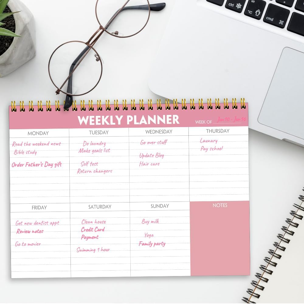 (3-Pack) Weekly Planner - 7" x 10" Weekly Pad Organizers Habit Tracker Journal for Man & Women, 52 Sheets, 100gsm Paper, Undated Weekly To Do List Notepad with Your Life, Teal