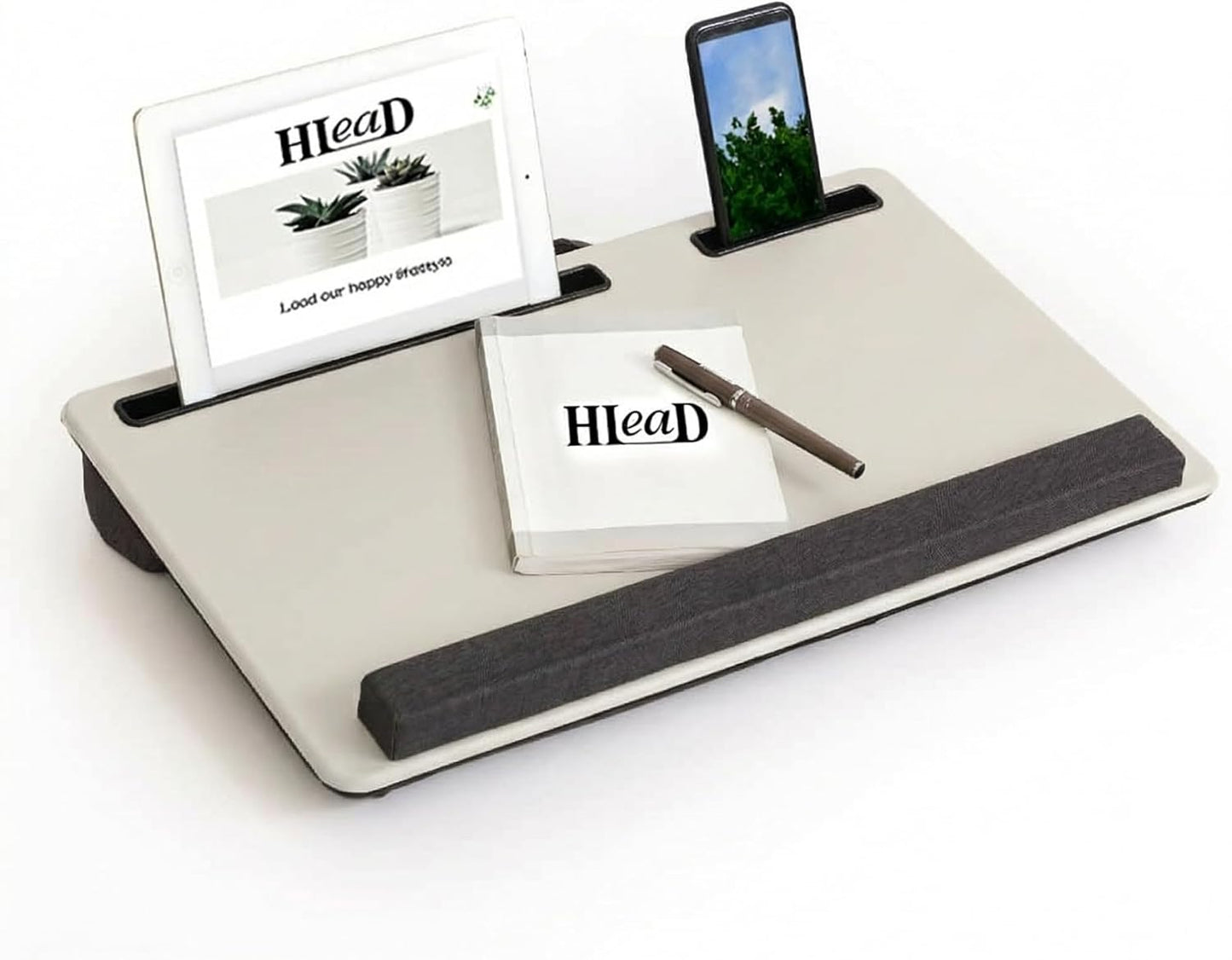 Lap Desk Home Office Lap Desk Portable Laptop Desk for Left Right - Handers with Whole Mouse Pad Wrist Pad Dual Cushion Phone Tablet Slots Fits Up to 17 Inch Laptops